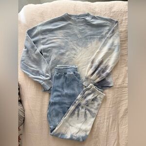 MATCHING SET | Abercrombie & Fitch Blue Tie-Dye Crew Sweatshirt and Sweat Pants